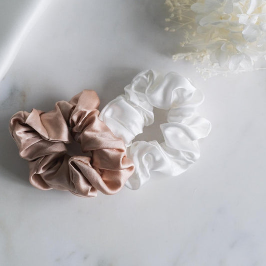 100% Pure Mulberry Silk Medium Size Scrunchy Rose Gold