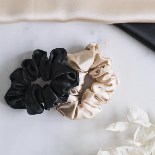 100% Pure Mulberry Silk Medium Size Scrunchy Champagne