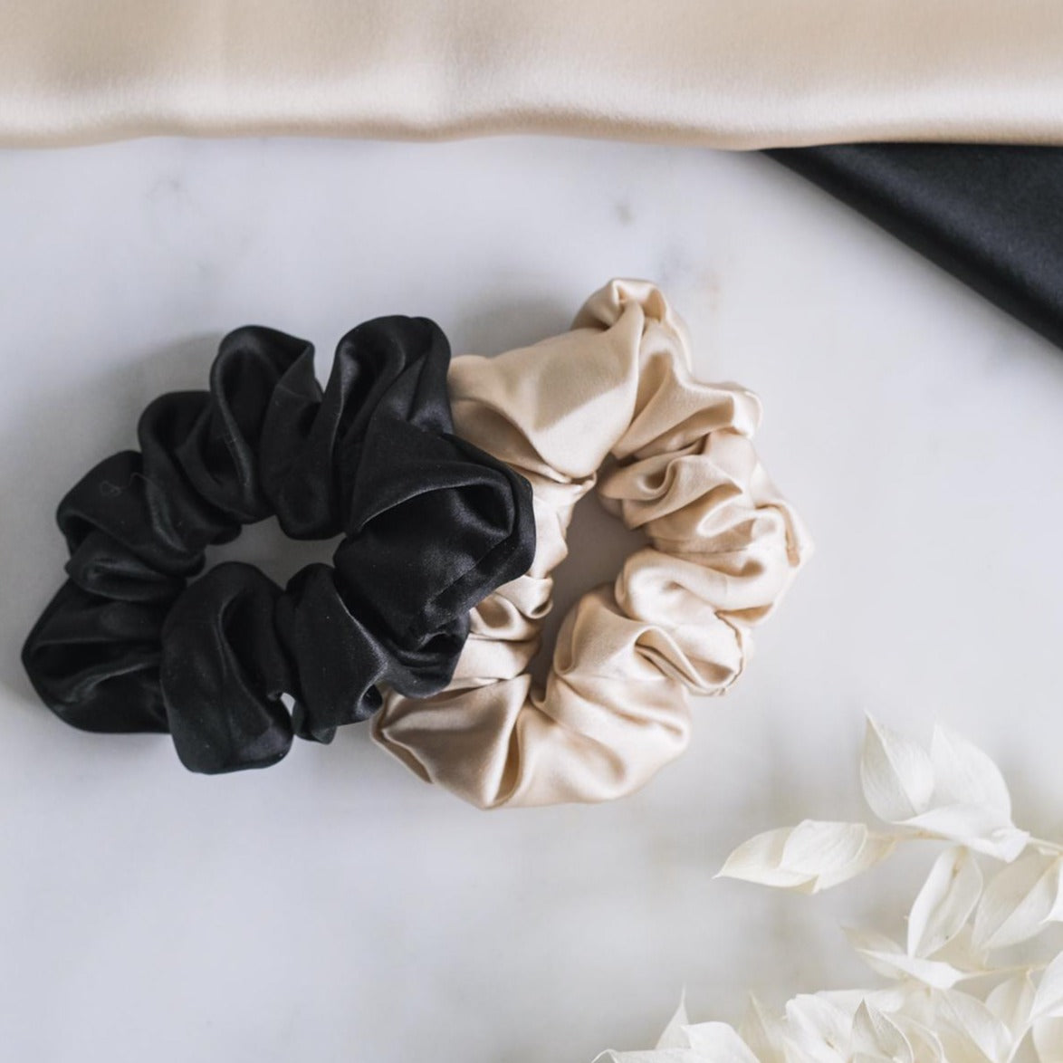 100% Pure Mulberry Silk Medium Size Scrunchy Black