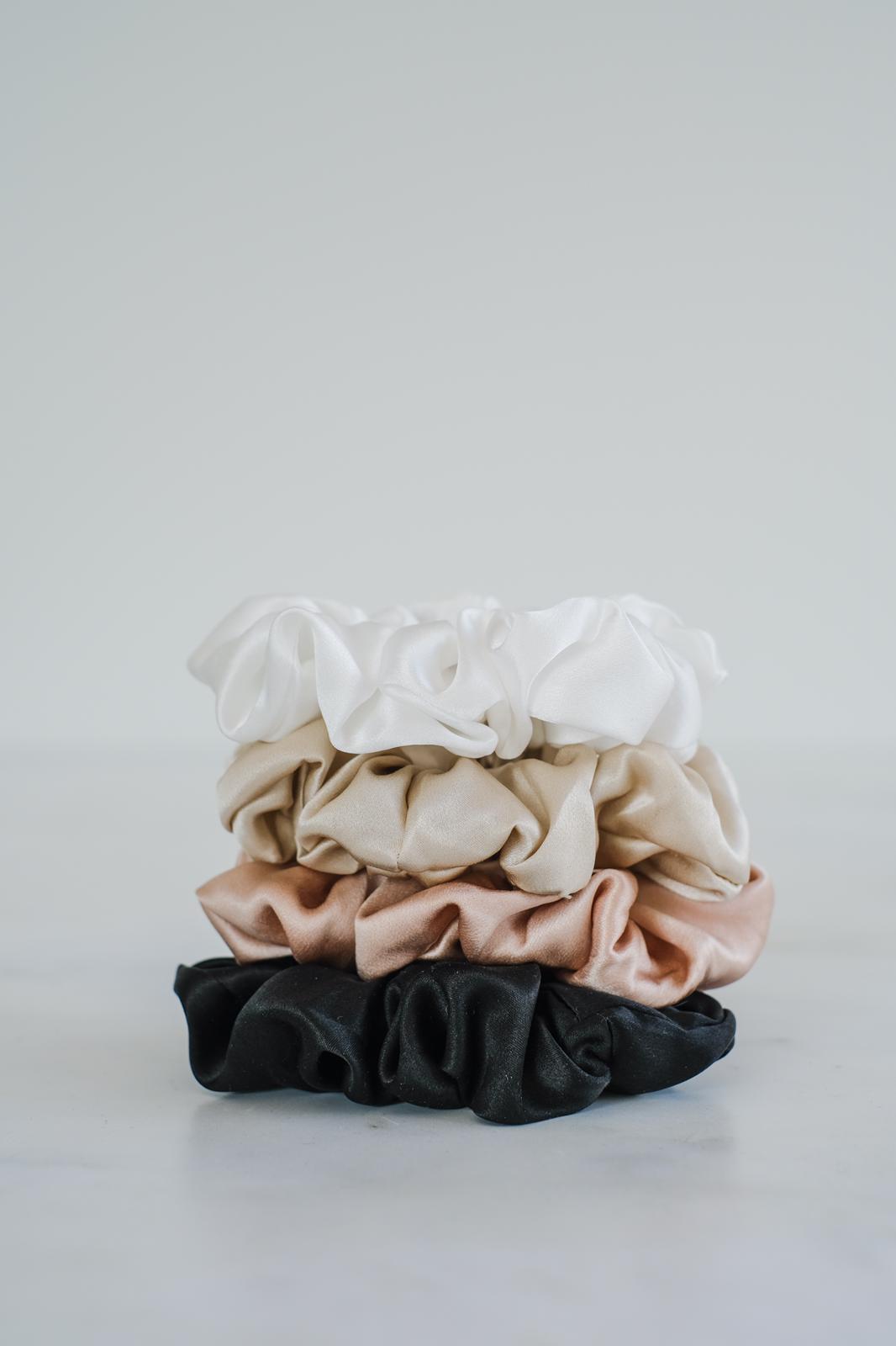 100% Pure Mulberry Silk Medium Size Scrunchy Black